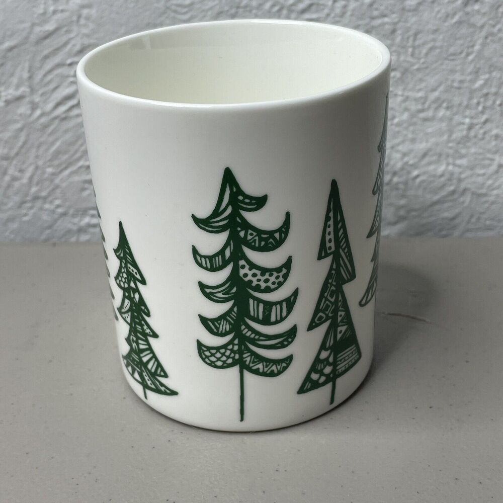 Starbucks Mug White‎ Green Trees Holiday Christmas Coffee Tea Cup - Picture 2 of 6